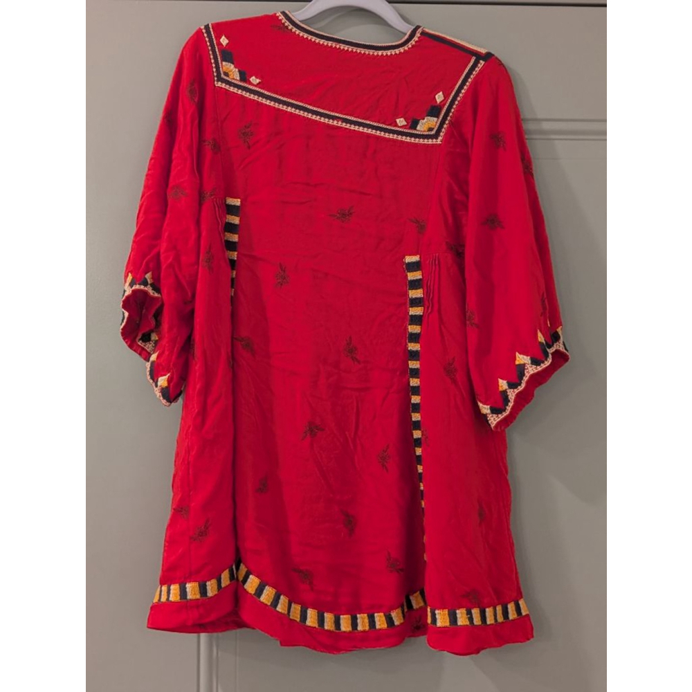 Women's Free People Red & Black Embroidered Tunic Top Size S - Picture 6 of 9